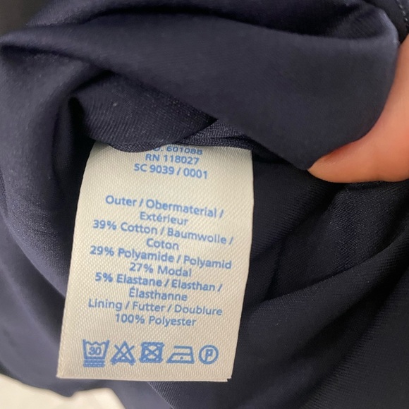 Boden, size 10, women’s black midi fitted lined pencil dress with white piping - Picture 3 of 10